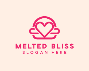 Pink Burger Love Heart logo design