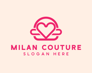 Pink Burger Love Heart logo design