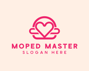 Pink Burger Love Heart logo design