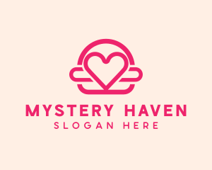 Pink Burger Love Heart logo design