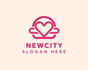 Pink Burger Love Heart logo design