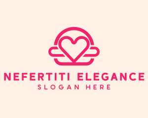 Pink Burger Love Heart logo design