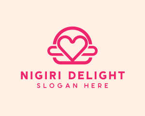 Pink Burger Love Heart logo design