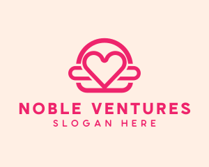 Pink Burger Love Heart logo design