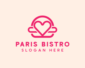 Pink Burger Love Heart logo design