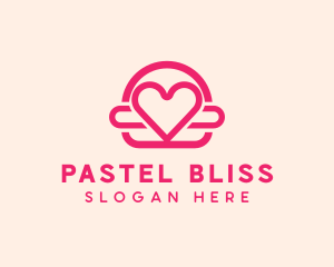 Pink Burger Love Heart logo design