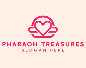 Pink Burger Love Heart logo design