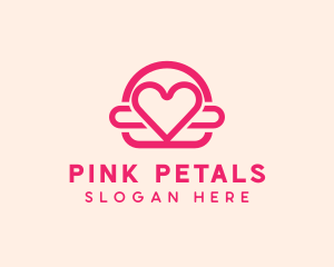 Pink Burger Love Heart logo design