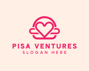 Pink Burger Love Heart logo design