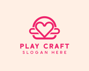 Pink Burger Love Heart logo design