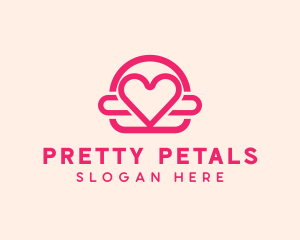 Pink Burger Love Heart logo design