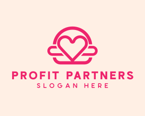 Pink Burger Love Heart logo design