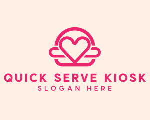 Pink Burger Love Heart logo design