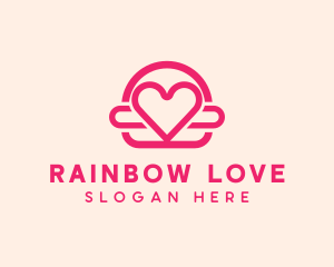 Pink Burger Love Heart logo design