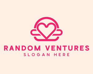 Pink Burger Love Heart logo design