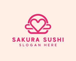 Pink Burger Love Heart logo design