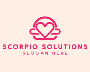 Pink Burger Love Heart logo design