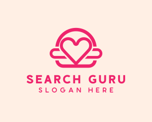 Pink Burger Love Heart logo design