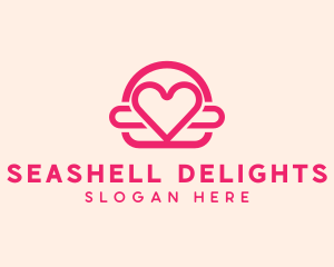 Pink Burger Love Heart logo design