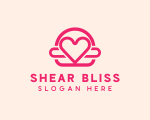 Pink Burger Love Heart logo design