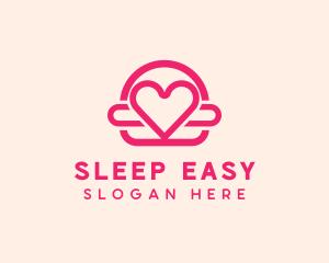 Pink Burger Love Heart logo design