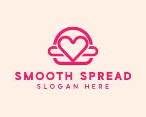 Pink Burger Love Heart logo design