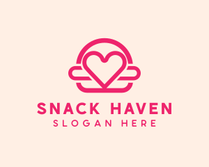 Pink Burger Love Heart logo design