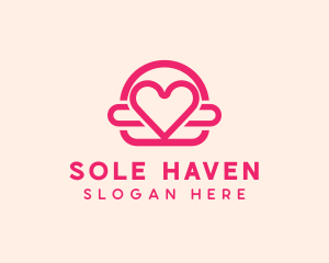 Pink Burger Love Heart logo design