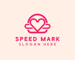 Pink Burger Love Heart logo design