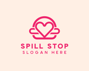 Pink Burger Love Heart logo design