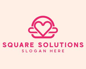 Pink Burger Love Heart logo design