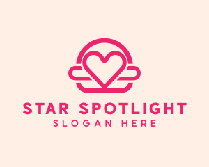 Pink Burger Love Heart logo design