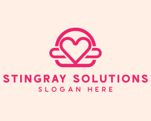 Pink Burger Love Heart logo design