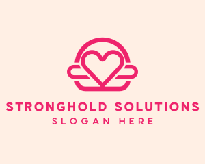 Pink Burger Love Heart logo design