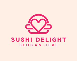 Pink Burger Love Heart logo design