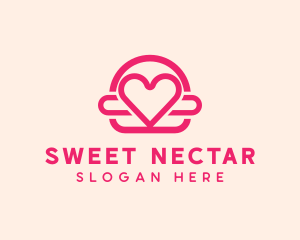 Pink Burger Love Heart logo design