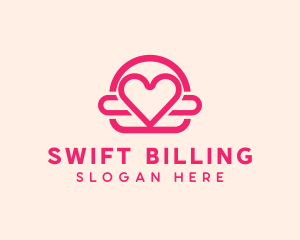 Pink Burger Love Heart logo design