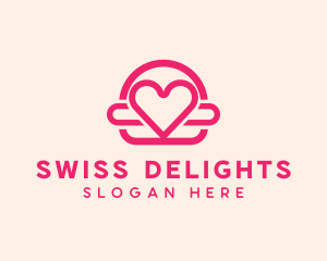 Pink Burger Love Heart logo design