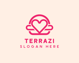 Pink Burger Love Heart logo design