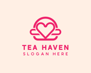 Pink Burger Love Heart logo design