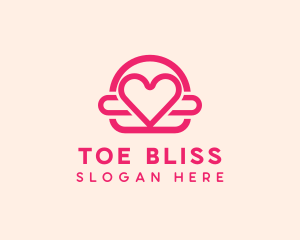 Pink Burger Love Heart logo design