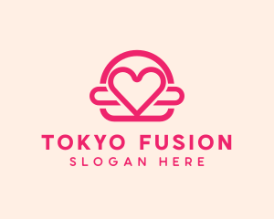 Pink Burger Love Heart logo design