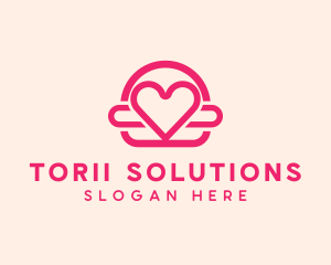 Pink Burger Love Heart logo design