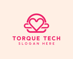 Pink Burger Love Heart logo design