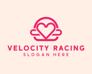 Pink Burger Love Heart logo design