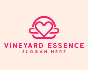 Pink Burger Love Heart logo design