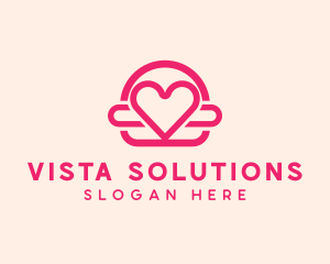 Pink Burger Love Heart logo design