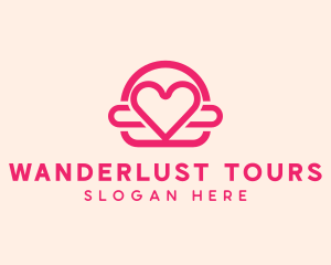 Pink Burger Love Heart logo design