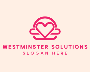 Pink Burger Love Heart logo design