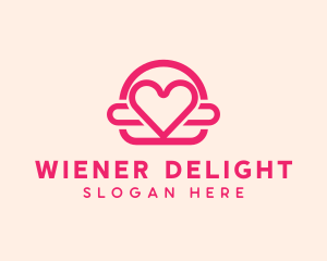 Pink Burger Love Heart logo design